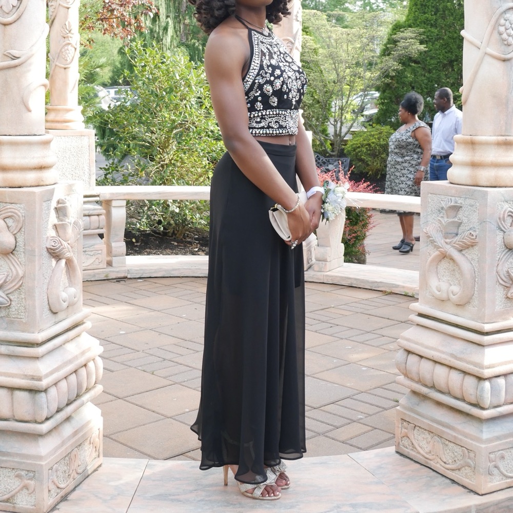 Elegant Black and Silver Evening Gown